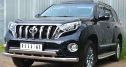 18 649 р. Защита переднего бампера (2 трубыØ76 и 75х42 мм, нержавейка) Russtal Toyota Land Cruiser Prado J150 1-ый рестайлинг (2013-2017)  с доставкой в г. Вологда. Увеличить фотографию 4