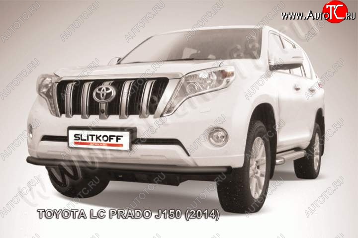 10 349 р. Защита переднего бампер Slitkoff Toyota Land Cruiser Prado J150 1-ый рестайлинг (2013-2017) (Цвет: серебристый)  с доставкой в г. Вологда