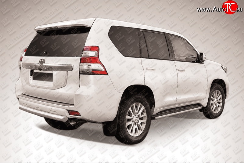 13 849 р. Защита заднего бампера из короткой трубы диаметром 76 мм Slitkoff Toyota Land Cruiser Prado J150 1-ый рестайлинг (2013-2017) (Цвет: нержавеющая полированная сталь)  с доставкой в г. Вологда