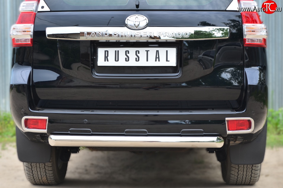 16 649 р. Защита заднего бампера (Ø76 мм, нержавейка) SLITKOFF Toyota Land Cruiser Prado J150 1-ый рестайлинг (2013-2017)  с доставкой в г. Вологда