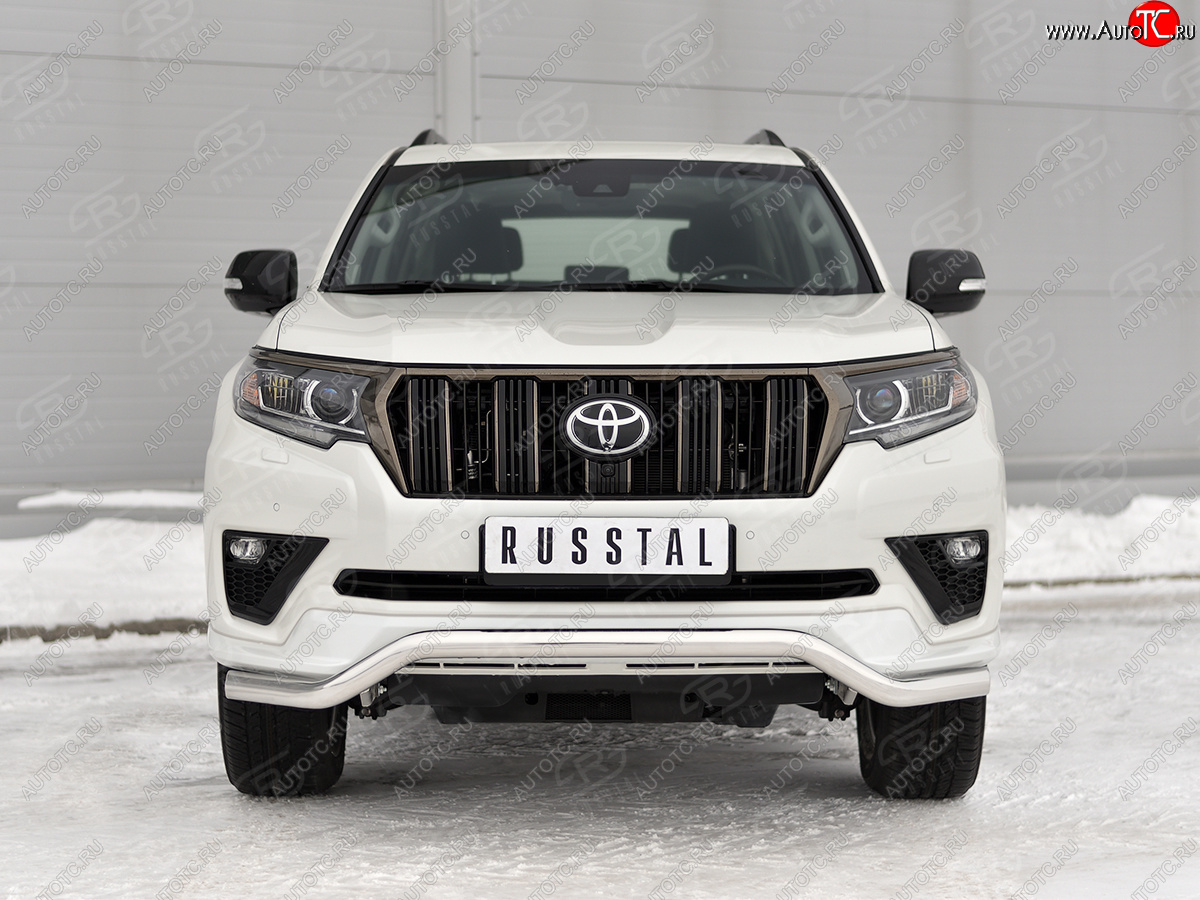 17 799 р. Защита переднего бампера (Ø63 мм волна, нержавейка, BLACK ONYX) SLITKOFF Toyota Land Cruiser Prado J150 3-ий рестайлинг (2020-2025)  с доставкой в г. Вологда