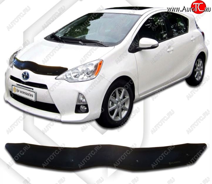 1 839 р. Дефлектор капота CA-Plastiс Toyota Aqua P10 дорестайлинг (2011-2014) (Classic черный, Без надписи)  с доставкой в г. Вологда