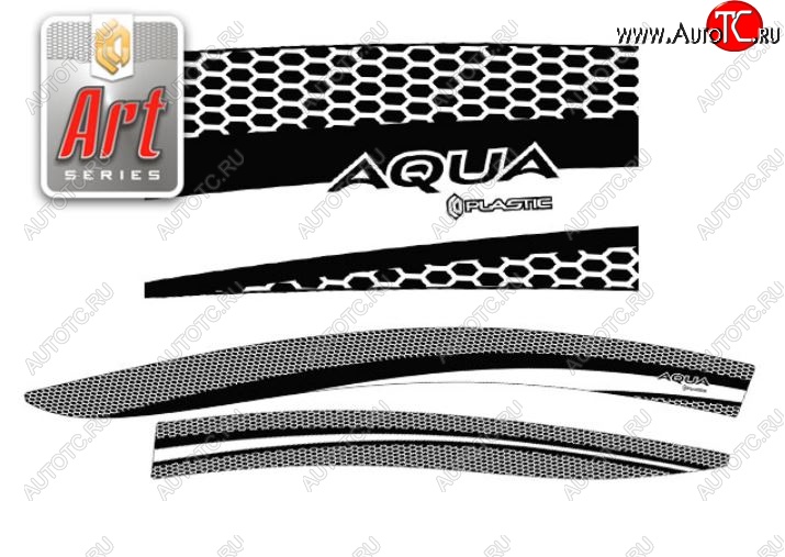 2 199 р. Дефлектора окон CA-Plastic  Toyota Aqua  P10 (2011-2021) дорестайлинг, 1-ый рестайлинг, 2-ой рестайлинг (Серия Art серебро, Без хром.молдинга)  с доставкой в г. Вологда