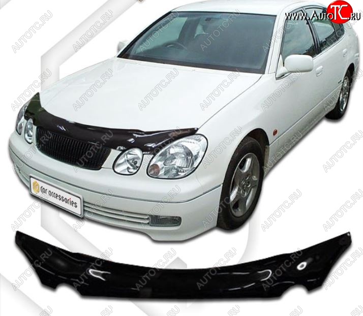 2 199 р. Дефлектор капота CA-Plastic Toyota Aristo S160 дорестайлинг (1997-2001) (Classic черный, Без надписи)  с доставкой в г. Вологда