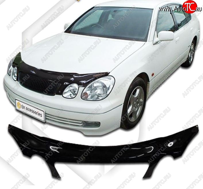 2 599 р. Дефлектор капота CA-Plastiс exclusive  Toyota Aristo  S160 (1997-2001) дорестайлинг (Classic черный, Без надписи)  с доставкой в г. Вологда