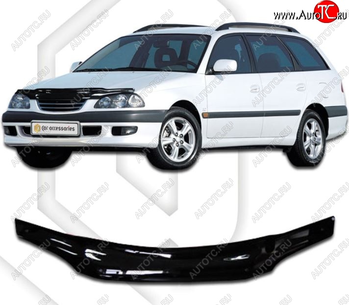 1 999 р. Дефлектор капота CA-Plastic Toyota Avensis T220 седан дорестайлинг (1997-2001) (Classic черный, Без надписи)  с доставкой в г. Вологда