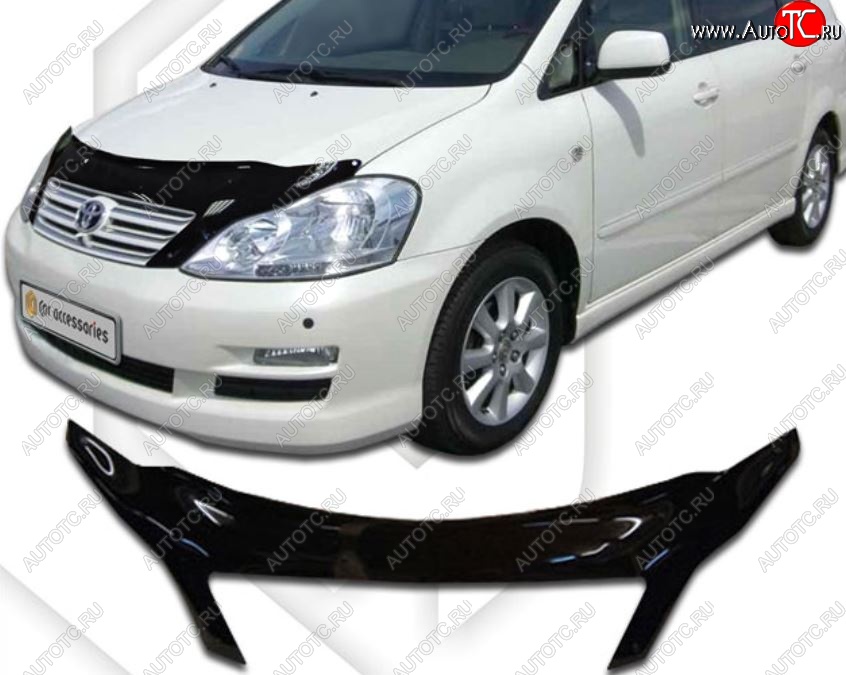 2 599 р. Дефлектор капота CA-Plastiс exclusive  Toyota Avensis Verso  MPV (2001-2010) (Classic черный, Без надписи)  с доставкой в г. Вологда