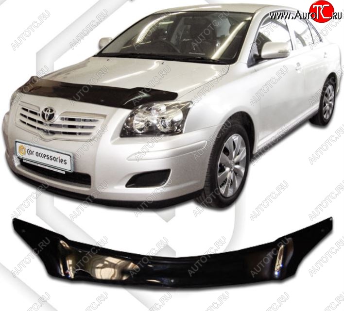 2 079 р. Дефлектор капота CA-Plastic Toyota Avensis T250 универсал дорестайлинг (2003-2006) (серия Classic черный, Без надписи)  с доставкой в г. Вологда