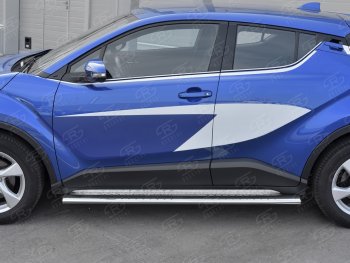 19 399 р. Пороги труба 120х60 Russtal (овал с проступью) Toyota C-HR NGX10, ZGX10 дорестайлинг (2016-2019)  с доставкой в г. Вологда. Увеличить фотографию 2