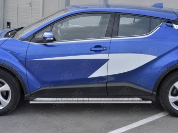 16 649 р. Пороги труба 75х42 Russtal (овал с проступью) Toyota C-HR NGX10, ZGX10 дорестайлинг (2016-2019)  с доставкой в г. Вологда. Увеличить фотографию 2