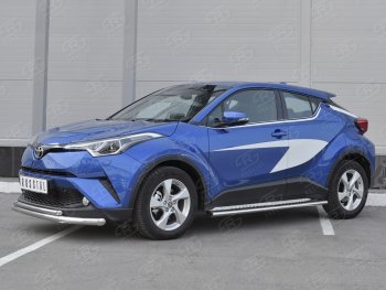 17 699 р. Защита переднего бампера (2 трубы Ø63 и 42 мм, нержавейка) SLITKOFF Toyota C-HR NGX10, ZGX10 дорестайлинг (2016-2019)  с доставкой в г. Вологда. Увеличить фотографию 2