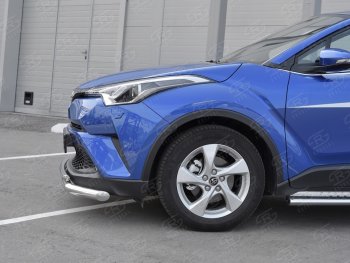 17 699 р. Защита переднего бампера (2 трубы Ø63 и 42 мм, нержавейка) SLITKOFF Toyota C-HR NGX10, ZGX10 дорестайлинг (2016-2019)  с доставкой в г. Вологда. Увеличить фотографию 3