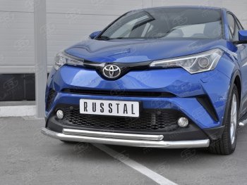17 699 р. Защита переднего бампера (2 трубы Ø63 и 42 мм, нержавейка) SLITKOFF Toyota C-HR NGX10, ZGX10 дорестайлинг (2016-2019)  с доставкой в г. Вологда. Увеличить фотографию 4