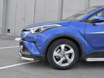 23 549 р. Защита переднего бампера (Ø63 мм с клыками, нержавейка) SLITKOFF Toyota C-HR NGX10, ZGX10 дорестайлинг (2016-2019)  с доставкой в г. Вологда. Увеличить фотографию 3