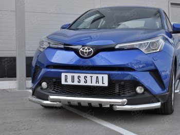 23 549 р. Защита переднего бампера (Ø63 мм с клыками, нержавейка) SLITKOFF Toyota C-HR NGX10, ZGX10 дорестайлинг (2016-2019)  с доставкой в г. Вологда. Увеличить фотографию 4