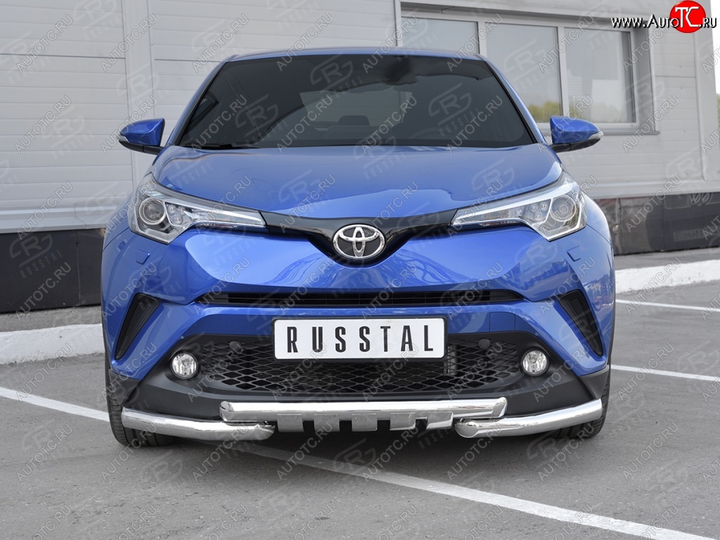 23 549 р. Защита переднего бампера (Ø63 мм с клыками, нержавейка) SLITKOFF Toyota C-HR NGX10, ZGX10 дорестайлинг (2016-2019)  с доставкой в г. Вологда