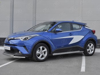 16 999 р. Защита переднего бампера (2 трубы Ø42 мм, нержавейка) SLITKOFF Toyota C-HR NGX10, ZGX10 дорестайлинг (2016-2019)  с доставкой в г. Вологда. Увеличить фотографию 3