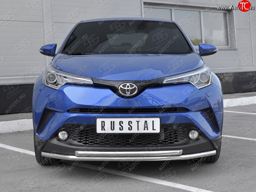 16 999 р. Защита переднего бампера (2 трубы Ø42 мм, нержавейка) SLITKOFF Toyota C-HR NGX10, ZGX10 дорестайлинг (2016-2019)  с доставкой в г. Вологда