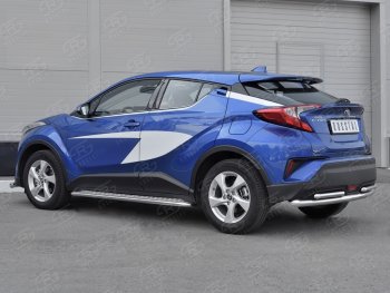 16 899 р. Защита заднего бампера d63/d42 SLITKOFF (дуги) Toyota C-HR NGX10, ZGX10 дорестайлинг (2016-2019)  с доставкой в г. Вологда. Увеличить фотографию 2