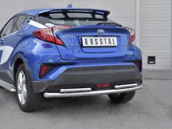 16 899 р. Защита заднего бампера d63/d42 SLITKOFF (дуги) Toyota C-HR NGX10, ZGX10 дорестайлинг (2016-2019)  с доставкой в г. Вологда. Увеличить фотографию 4
