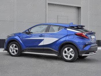 17 999 р. Защита заднего бампера (2 трубы Ø63 и 42 мм, нержавейка) SLITKOFF Toyota C-HR NGX10, ZGX10 дорестайлинг (2016-2019)  с доставкой в г. Вологда. Увеличить фотографию 2