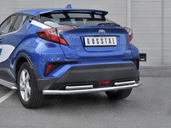 17 999 р. Защита заднего бампера (2 трубы Ø63 и 42 мм, нержавейка) SLITKOFF Toyota C-HR NGX10, ZGX10 дорестайлинг (2016-2019)  с доставкой в г. Вологда. Увеличить фотографию 4