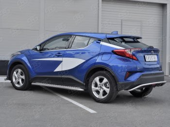 15 749 р. Защита заднего бампера (Ø42 мм волна, нержавейка) SLITKOFF Toyota C-HR NGX10, ZGX10 дорестайлинг (2016-2019)  с доставкой в г. Вологда. Увеличить фотографию 2