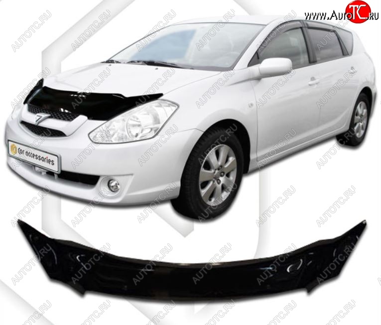 2 059 р. Дефлектор капота CA-Plastiс exclusive Toyota Caldina T240 универсал дорестайлинг (2002-2004) (серия Classic черный, Без надписи)  с доставкой в г. Вологда