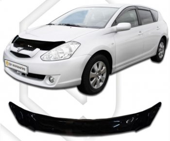 2 079 р. Дефлектор капота (Т241 Т246) CA-Plastiс Toyota Caldina T240 универсал дорестайлинг (2002-2004) (серия Classic черный, Без надписи)  с доставкой в г. Вологда. Увеличить фотографию 2