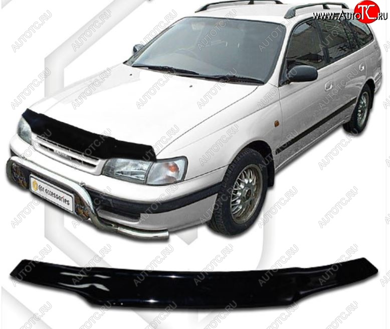 1 899 р. Дефлектор капота CA-Plastiс  Toyota Caldina  T190 (1992-1997) дорестайлинг универсал, рестайлинг универсал (Classic черный, Без надписи)  с доставкой в г. Вологда