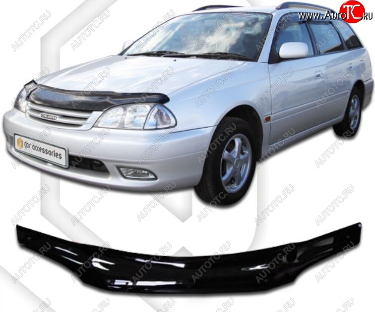 1 999 р. Дефлектор капота (T215) CA-Plastiс  Toyota Caldina  T210 (2000-2002) рестайлинг универсал (Classic черный, Без надписи)  с доставкой в г. Вологда
