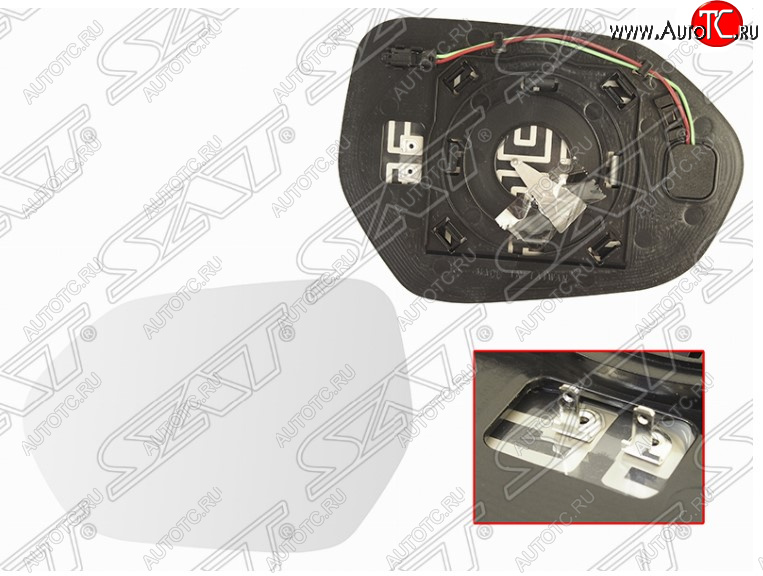 1 339 р. Левое полотно зеркала SAT (сферическое с обогревом, мёртвая зона) Toyota Camry XV70 дорестайлинг (2017-2021)  с доставкой в г. Вологда