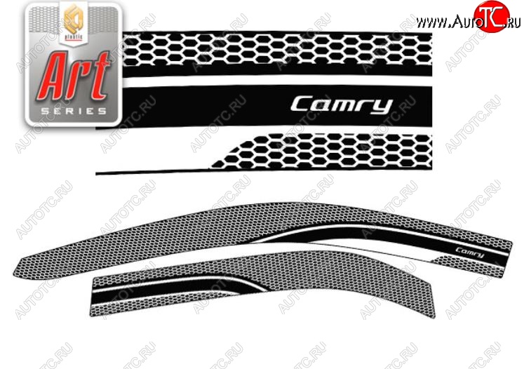 2 299 р. Дефлектора окон CA-Plastic  Toyota Camry  XV55 (2014-2018) 1-ый рестайлинг, 2-ой рестайлинг (Серия Art белая, Без хром.молдинга)  с доставкой в г. Вологда