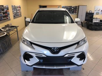 14 699 р. Накладка переднего бампера Yurol Toyota Camry XV70 дорестайлинг (2017-2021) (Неокрашенная)  с доставкой в г. Вологда. Увеличить фотографию 4