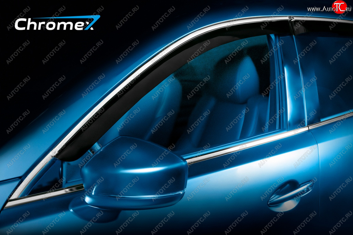 4 499 р. Дефлекторы окон с хромированым молдингом CHROMEX Toyota Camry XV70 дорестайлинг (2017-2021)  с доставкой в г. Вологда