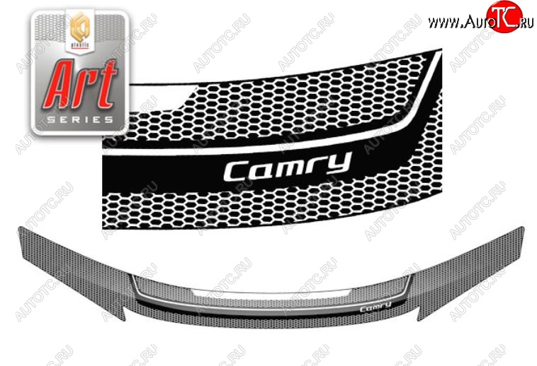 2 399 р. Дефлектор капота (Euro) CA-Plastiс  Toyota Camry  XV50 (2011-2014) дорестайлинг (Серия Art черная)  с доставкой в г. Вологда