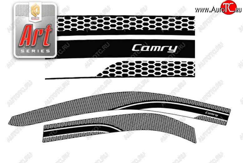 2 299 р. Дефлектора окон (EURO) CA-Plastic  Toyota Camry  XV50 (2011-2014) дорестайлинг (Серия Art графит, Без хром.молдинга)  с доставкой в г. Вологда