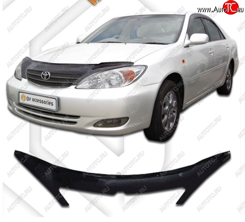 2 399 р. Дефлектор капота CA-Plastiс Toyota Camry XV30 дорестайлинг (2001-2004) (Classic черный, Без надписи)  с доставкой в г. Вологда
