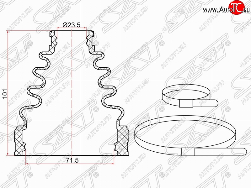 339 р. Пыльник ШРУСа (внутренний/передний) SAT Toyota Camry XV30 дорестайлинг (2001-2004)  с доставкой в г. Вологда