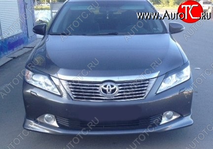 3 999 р. Накладка на передний бампер CT Toyota Camry XV50 дорестайлинг (2011-2014) (Неокрашенная)  с доставкой в г. Вологда