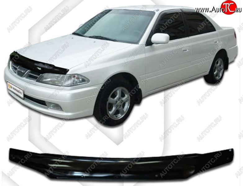 1 999 р. Дефлектор капота CA-Plastiс  Toyota Carina  Е210 (1996-1998) седан дорестайлинг (Classic черный, Без надписи)  с доставкой в г. Вологда