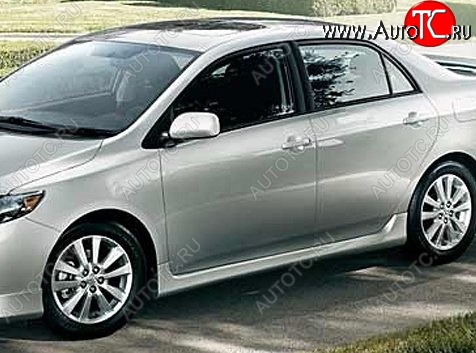 7 399 р. Пороги накладки CT Toyota Corolla E150 седан рестайлинг (2009-2013) (Неокрашенные)  с доставкой в г. Вологда