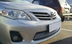 1 539 р. Сетка на бампер Russtal (хром) Toyota Corolla E150 седан рестайлинг (2009-2013)  с доставкой в г. Вологда. Увеличить фотографию 2
