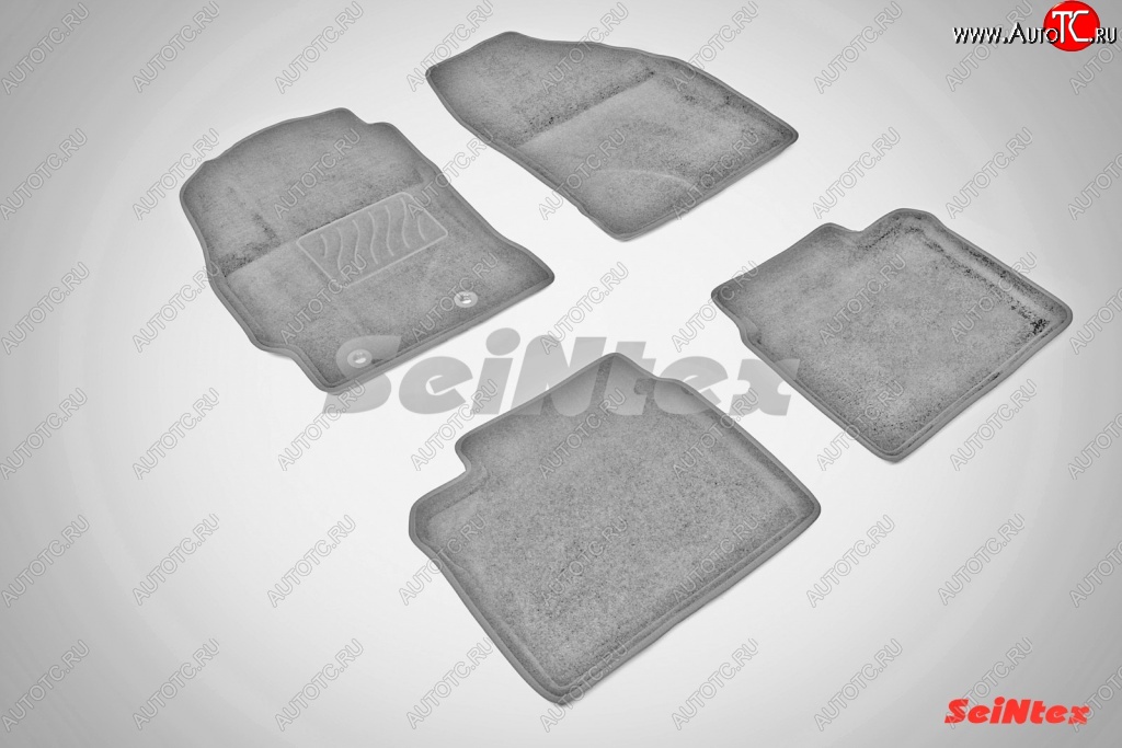 7 399 р. Износостойкие коврики в салон SeiNtex Premium 3D 4 шт. (ворсовые, серые) Toyota Corolla E180 дорестайлинг (2013-2016)  с доставкой в г. Вологда