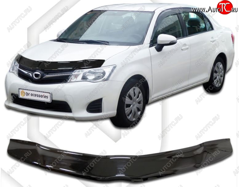 2 079 р. Дефлектор капота CA-Plastiс Toyota Corolla Axio (E160) седан дорестайлинг (2012-2016) (Classic черный, Без надписи)  с доставкой в г. Вологда