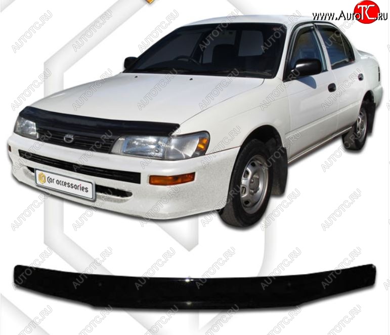 1 899 р. Дефлектор капота CA-Plastiс Toyota Corolla E110 седан дорестайлинг (1991-1995) (Classic черный, Без надписи)  с доставкой в г. Вологда