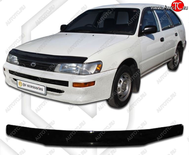 1 899 р. Дефлектор капота (E100, 103) CA-Plastiс Toyota Corolla E110 универсал дорестайлинг (1997-2000) (Classic черный, Без надписи)  с доставкой в г. Вологда