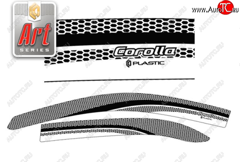 2 199 р. Дефлектора окон CA-Plastic  Toyota Corolla  E120 (2004-2007) седан рестайлинг (Серия Art черная, Без хром.молдинга, Крепление только на скотч)  с доставкой в г. Вологда