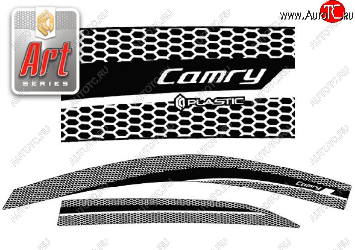 2 159 р. Дефлектора окон CA-Plastic  Toyota Camry  XV40 (2009-2011) рестайлинг (Серия Art серебро, Без хром.молдинга, Крепление только на скотч)  с доставкой в г. Вологда
