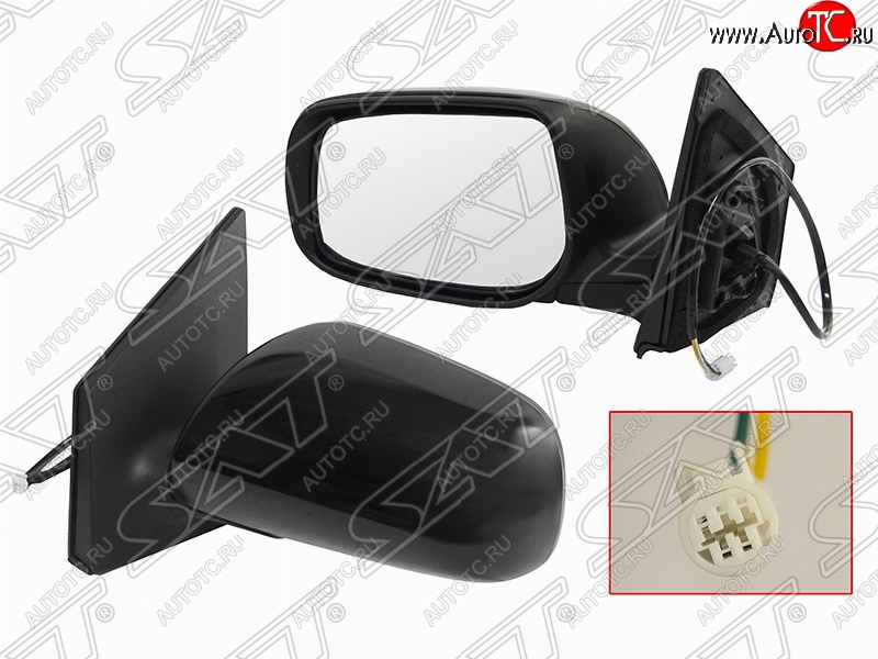 3 299 р. Левое боковое зеркало заднего вида (3 конт./эл. рег-ка) SAT Toyota Corolla E150 седан дорестайлинг (2006-2010) (Неокрашенное)  с доставкой в г. Вологда